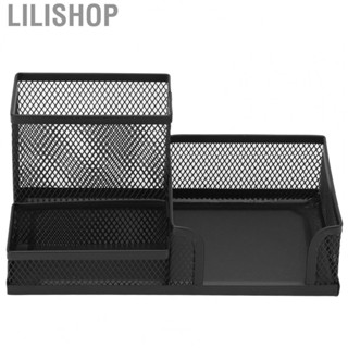 Lilishop Pen Organizer Pen Holder 3 Compartments Durable Metal Classic Desk Organizer↑