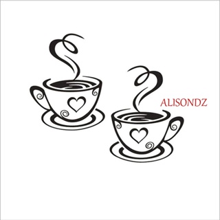 ALISONDZ สติกเกอร์ติดผนัง ลายถ้วยกาแฟ สวยงาม สําหรับตกแต่งบ้าน ผับ