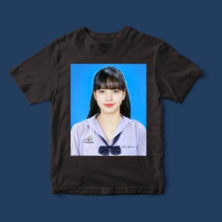 เสื้อยืดพิมพ์ลายเสื้อยืดผ้าฝ้าย เสื้อ LALISA BLACK PING LISA otton 100%  ลิซ่าเเบล็คพิ้งค์