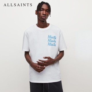 Allsaints ใหม่ เสื้อยืดแขนสั้น พิมพ์ลายตัวอักษร สีขาว แฟชั่นฤดูร้อน สําหรับผู้ชาย MG208W