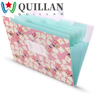 QUILLAN Multi-Function File Folder School Supplies Floral File Folders Accordion Folder 5 Pockets File Holder File Organizer Office Supplies A4 Size Expandable Document Organizer/Multicolor