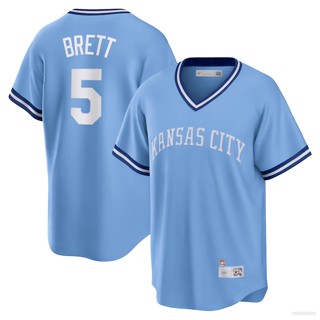 เสื้อยืดกีฬาเบสบอล ทรงหลวม ลาย MLB Kansas City Royals George Brett Jersey พลัสไซซ์ 2023