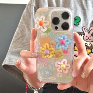 เคสโทรศัพท์มือถือ ซิลิโคนแข็ง กันกระแทก ลายดอกไม้ สามมิติ หลากสี แฟชั่นฤดูร้อน สําหรับ Apple Iphone 14promax 13 11 12