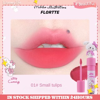 Flortte ลิปสติก ลิปกลอส เนื้อแมตต์กํามะหยี่ สีนู้ด สีแดง กันน้ํา ติดทนนาน สไตล์เกาหลี เครื่องสําอางสําหรับผู้หญิง 1 ชิ้น