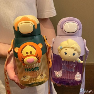 580ml Disney ขวดน้ำพร้อมฟาง Bpa ฟรีความจุขนาดใหญ่ถ้วยน้ำพลาสติกหญิงมูลค่าสูงขวดฤดูร้อนแบบพกพานักเรียนน่ารักกาต้มน้ำ M