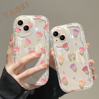 เคสโทรศัพท์มือถือ แบบนิ่ม ลายดอกทิวลิป สําหรับ Iphone 14pro 13 12 11 xsmax 78plus xr V3GX