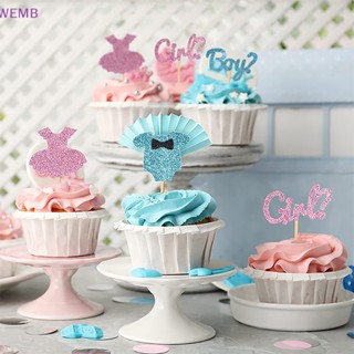 Wemb ใหม่ ท็อปเปอร์คัพเค้ก อาหาร ขนมหวาน เค้ก สีชมพู สีฟ้า สําหรับตกแต่งงานปาร์ตี้ 12 ชิ้น