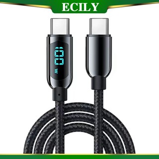 Ecily PD 100W USB C เป็น Type C สายเคเบิลชาร์จเร็ว 65W USB C เป็น IOS สายเคเบิลจอแสดงผลดิจิตอล แบบใส สําหรับโทรศัพท์ แล็ปท็อป