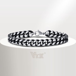 Vnox สร้อยข้อมือโซ่ สเตนเลส สีดํา หนา พังก์ร็อค เครื่องประดั…