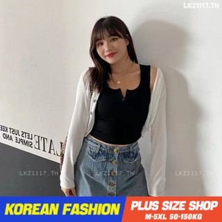 Plus size tanktop❤ เสื้อกล้ามสาวอวบ ไซส์ใหญ่ ผู้หญิง เสื้อกล้ามครอป คอเหลี่ยม สีดำ ฤดูร้อน สไตล์เกาหลีแฟชั่น