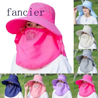 Fancier หมวกปีกกว้าง ป้องกันรังสียูวี กันแดด ลายดอกไม้ แฟชั่นฤดูร้อน สําหรับผู้หญิง