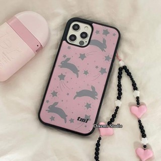 เคสป้องกันโทรศัพท์มือถือ แบบนิ่ม ลายกระต่าย และดาว สีชมพู สําหรับ iphone 14pro 13pro 14promax 13promax 12 11 xsmax xr