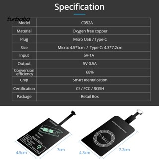 Turbobo อุปกรณ์รับสัญญาณชาร์จไร้สาย USB Type-C Qi แบบพกพา สําหรับ iPhone Android