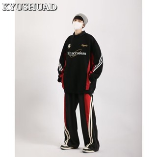 KYUSHUAD เสื้อสวมหัวตรงที่เรียบง่ายวัยรุ่นใหม่ยอดนิยมเสื้อคอโปโลฮาราจูกุ, เสื้อสเวตเตอร์อินเทรนด์ลำลอง,