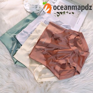 OCEANMAPDZ กางเกงชั้นใน เอวสูง สีพื้น สไตล์เกาหลี และญี่ปุ่น เรโทร สําหรับผู้หญิง