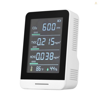 (swmfth) เครื่องตรวจจับคุณภาพอากาศ CO2 5 in 1 IR ทดสอบอุณหภูมิความชื้น อ่านแบบเรียลไทม์ พร้อมสัญญาณเตือนภัย และสายคล้อง สําหรับ CO2 TVOC HCHO