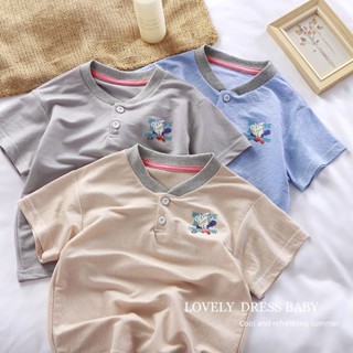 ❀Qinzi เสือดาว❀พร้อมส่ง เสื้อโปโลแขนสั้น แขนห้าส่วน แฟชั่นฤดูร้อน สําหรับเด็กผู้ชาย และผู้หญิง 3