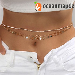 OCEANMAPDZ สายโซ่โลหะ ประดับพู่ รูปผีเสื้อ ปรับได้ สไตล์โบฮีเมียน เรโทร เครื่องประดับ สําหรับบิกินี่ ร่างกาย