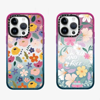 ของแท้ CASETiFY เคสโทรศัพท์มือถืออะคริลิคแข็ง ลายดอกไม้ ไล่โทนสี สําหรับ iPhone 12 13 14 Pro Max