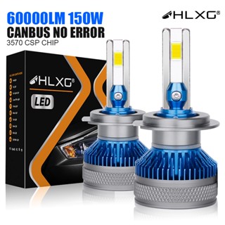 【สว่างมาก】หลอดไฟหน้าเทอร์โบ Led HLXG 160W 60000LM H7 Canbus H4 9005 HB3 9006 HB4 9012 H8 H11 H9 6000K