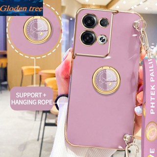 เคสโทรศัพท์มือถือ ลายต้นไม้ Gloden พร้อมขาตั้ง และสายคล้อง สําหรับ OPPO Reno 8 Pro 5G Reno 9 Pro 5G Reno 8 Pro+ Reno 9 Pro+