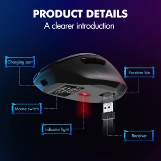 GOOJODOQ เมาส์ไร้สาย Bluetooth 2.4G 4000 DPI ชาร์จเงียบ ใช้กับแล็ปท็อป/แท็บเล็ต/Android gaming