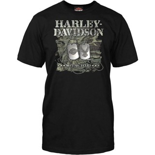 เสื้อยืด พิมพ์ลายกราฟฟิค Harleydavidson สไตล์ทหาร สําหรับผู้ชาย