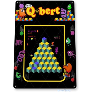 Wenyisign ป้ายโลหะดีบุก ลาย Q-bert Arcade Shop Game Room Marquee ขนาด 8 นิ้ว X 12 นิ้ว สําหรับตกแต่งผนังบ้าน