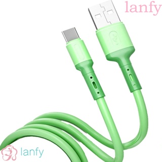 LANFY อะแดปเตอร์สายชาร์จ USB C 3A แบบซิลิโคนเหลว ชาร์จเร็ว