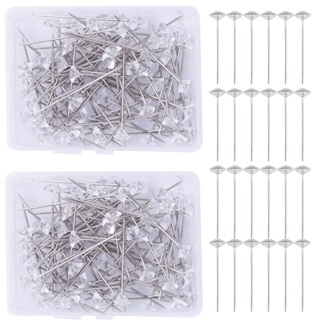 200pcs Wedding Simple Flower DIY Craft Jewelry Hair Crystal Diamond Clear Straight Boutonniere Pin