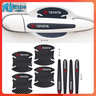 Rto สติกเกอร์ฟิล์มคาร์บอนไฟเบอร์ ป้องกันมือจับ อุปกรณ์เสริม สําหรับ Toyota Wish Vios Unser Avanza Fortuner Innova Corolla 8 ชิ้น