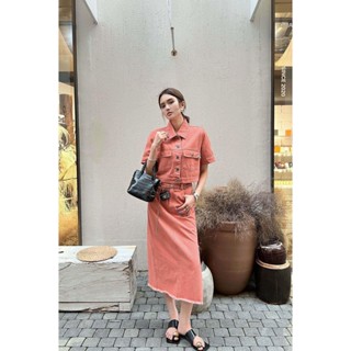 LSYF PRAD @ 23 spring and summer new triangle label pocket decorative denim shirt woolen slit denim overskirt fashionable suit