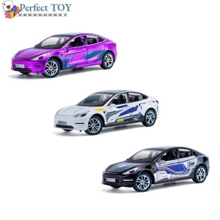 โมเดลรถยนต์ PS 1/24 MODEL3 Diecast อัลลอย พร้อมไฟเสียง ดึงพวงมาลัยด้านหลัง ของเล่นสําหรับเด็กผู้ชาย ของขวัญวันเกิด