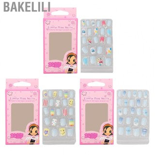 Bakelili Kids False Nail  Children Artificial Pre Glued Press On Full Cover Gentle Fashionable DIY Art for Party Girls