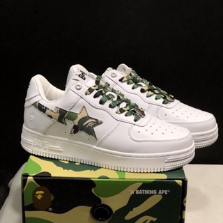 รองเท้าผ้าใบลําลอง BAPE ABC CAMO STA สีขาว สีเขียว