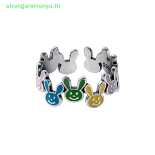 Strongaromonyu แหวนเงินสเตอร์ลิง 925 รูปกระต่าย หลากสี เครื่องประดับแฮนด์เมด สไตล์เรโทร สําหรับผู้หญิง TH