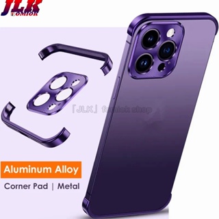 [JLK] Luxury Aluminum Corner Edge Pad Camera Lens Protector Metal Case For iPhone iPhone14 14 13 12 Pro Max Plus Shockproof Cover