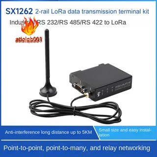 Waveshare SX1262-LoRa-DTU-HF 850-930MHz รางไกด์รางส่งข้อมูล LoRa DTU RS232 RS485 RS422 เป็น LoRa สีดํา สําหรับ Sub GHz HF