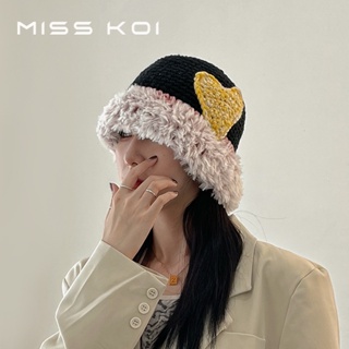 Misskoi [พร้อมส่ง] หมวกบักเก็ต ผ้าวูล ปักลายน่ารัก สไตล์เรโทร สําหรับผู้หญิง