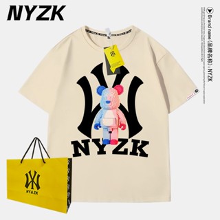 Nyzk เสื้อยืดแขนห้าส่วน พิมพ์ลายหมี 3 มิติ เป็นที่นิยม แฟชั่นฤดูร้อน สไตล์สตรีท สําหรับคู่รัก