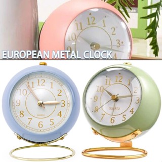 Analog Alarm Clock Retro Backlight Cute Small Desk Clock with Night Light Silent