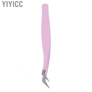 Yiyicc Bent Lash Tweezers Precise Stainless Steel Close Bite Portable Fashionable Eyelash Extension for Home Fanning