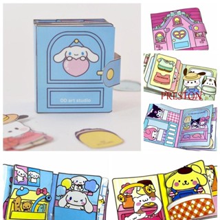 PRESTON หนังสือสติกเกอร์ Montessori Kids Quiet Book, My Melody Handmade Paper Hand Ledger สําหรับ DIY