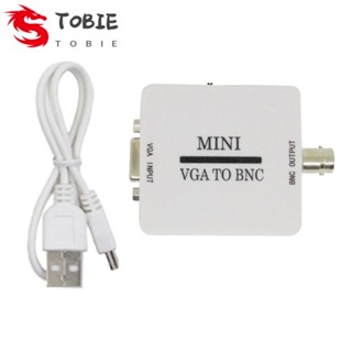 Tobie ตัวแปลงวิดีโอ Mini HD VGA เป็น BNC เอาต์พุต BNC VGA เป็น BNC ติดตั้งง่าย สาย USB อินพุต VGA สีขาว โฮมเธียเตอร์