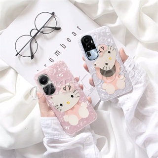 ใหม่ เคสโทรศัพท์มือถือนิ่ม ลายแมวน่ารัก 3D สีชมพู พร้อมขาตั้งกระจก สําหรับ OPPO Reno10Pro+ Reno10 Pro Plus Pro+ 5G Reno 10 10Pro Reno10Pro+ 2023