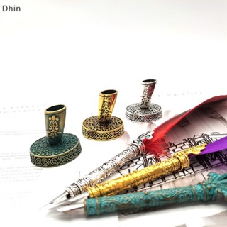 [Dhin] European Vintage Feather Pen Pen Stand Metal Round Pen Holder Pen Accessories COD