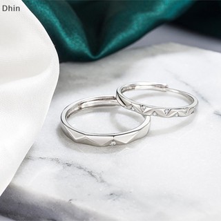 [Dhin] Silver Color Diamond Embedded Ring Geometric Irregularities Opening Adjustable Finger Rings For Couple Lovers Jewelry COD