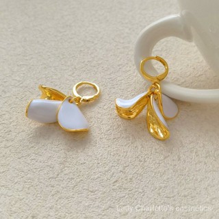 [0713]YWYL-EH Japanese and Korean Lily Petals Fairy Romantic White Earrings Temperamental Minority High-Grade Female Earrings New Fashion All-Matching Y2K