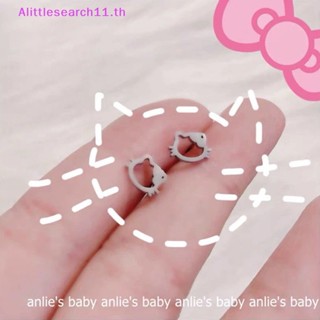 Alittlesearch11 ต่างหูสตั๊ด โลหะผสม รูปแมวน่ารัก สีทอง เครื่องประดับแฟชั่น สําหรับผู้หญิง TH