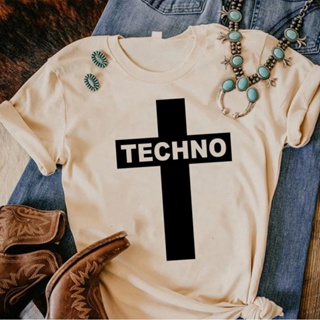 Techno เสื้อยืด พิมพ์ลายกราฟฟิคอนิเมะ Y2K สไตล์ญี่ปุ่น ฮาราจูกุ สําหรับผู้หญิง 2000s